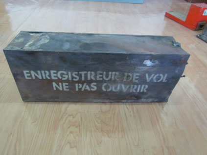 Fire-damaged flight data recorder as-received 